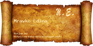 Mravko Edina névjegykártya